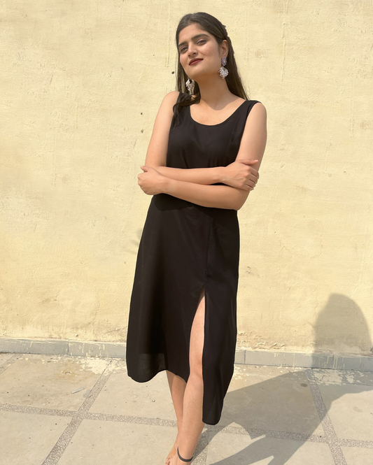Black High Slit Dress