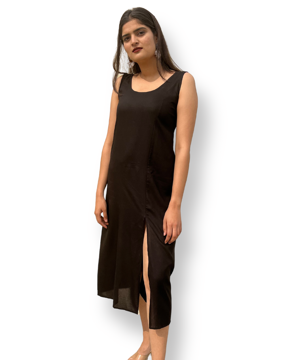 Black High Slit Dress