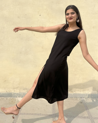 Black High Slit Dress